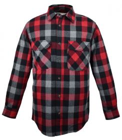 Five Brother Mens Heavyweight Regular Fit Flannel Shirt Big 5XL RedGrey 5200B PL-1A