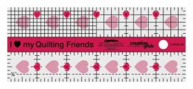 Creative Grids I Love My Quilt Friends Mini Quilt Ruler 2-12in x 6in CGRQF26