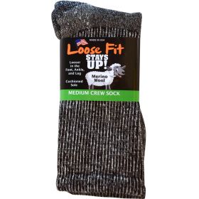 Extra Wide Loose Fit Marled Merino Woolcrew Sock 381 Black M
