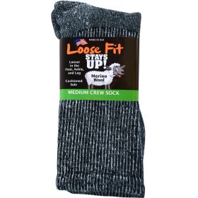 Extra Wide Loose Fit Marled Merino Woolcrew Sock 382 Navy M