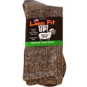 Extra Wide Loose Fit Marled Merino Woolcrew Sock 384 Brown M