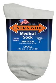 Extra Wide  Medical Qtr Sock 4820 White S