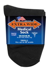 Extra Wide  Medical Qtr Sock 4821 Black S