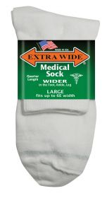 Extra Wide  Medical Qtr Sock 6920 White L
