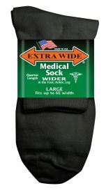 Extra Wide  Medical Qtr Sock 6921 Black L