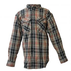 Five Brother Mens Heavyweight Regular Fit Flannel Shirt Taupe 5200 PL-2A