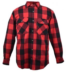 Five Brother Mens Heavyweight Regular Fit Flannel Shirt 5200 PL-4A RedBlack