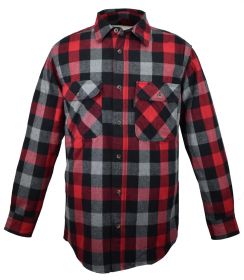 Five Brother Mens Heavyweight Regular Fit Flannel Shirt L RedGrey 5200R PL-1A
