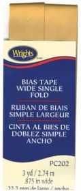 Wright Co Wide Single Fold Bias Tape Tan
