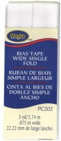 Wright Co Wide Single Fold Bias Tape Whie