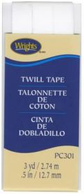 Wright Co Twill Tape 12in White