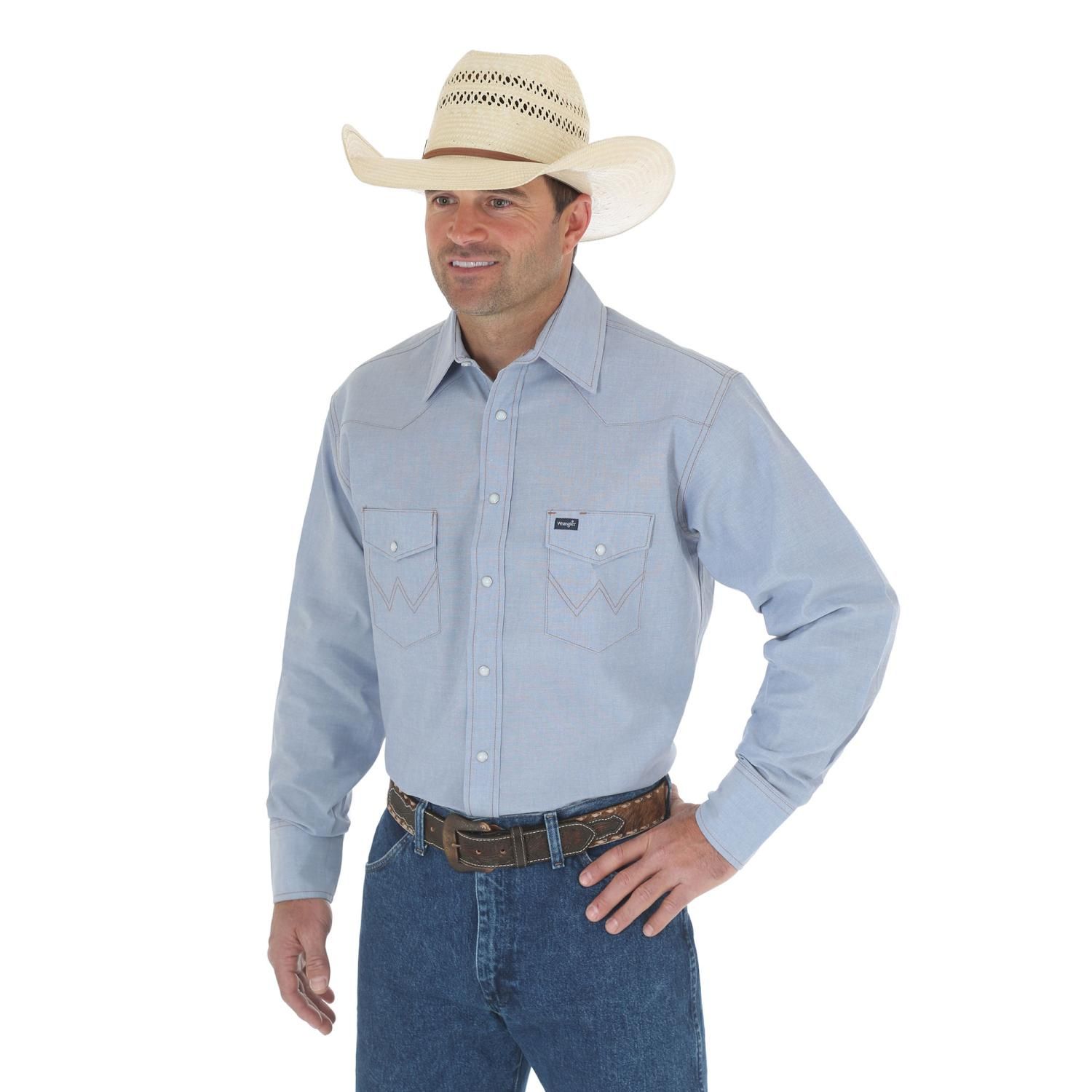 Wrangler Cowboy Cut® Long Sleeve Work Shirt, 70130MW, Chambray |  Shipshewana's Best Shopping Destination